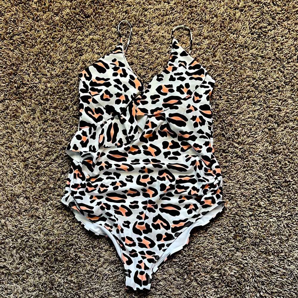 Maternity one piece swimsuit leopard print
